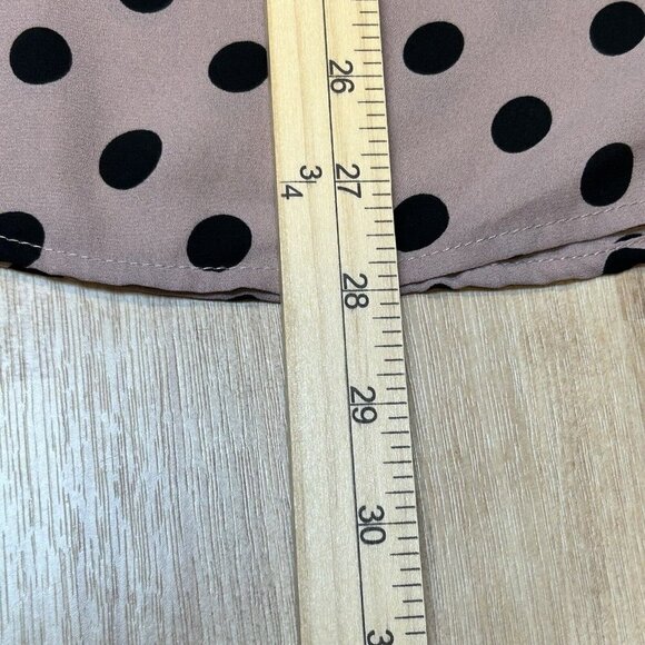 Torrid Top Women 1X Polka Dot Blouse Blush Pink Black Tie Front Georgette Shirt - Picture 12 of 12